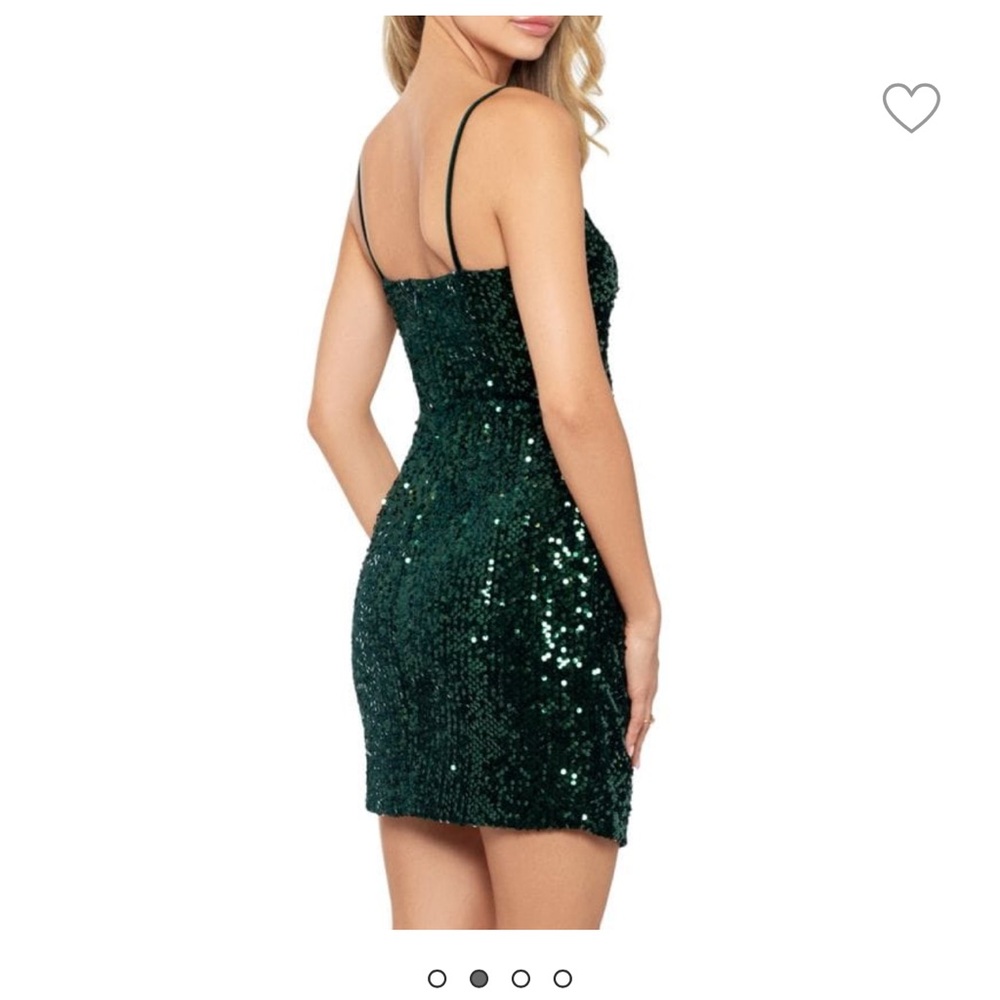 Betsy & Adam Dark Green Sequin Mini Dress - Picture 4 of 10